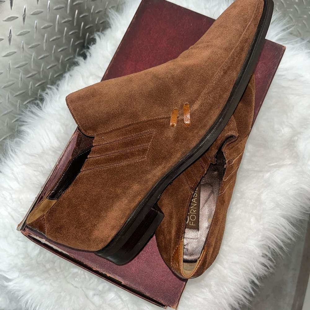 Giorgio Fornasiero Men’s Brown Suede SquareToe Dress Church Shoes Size 10